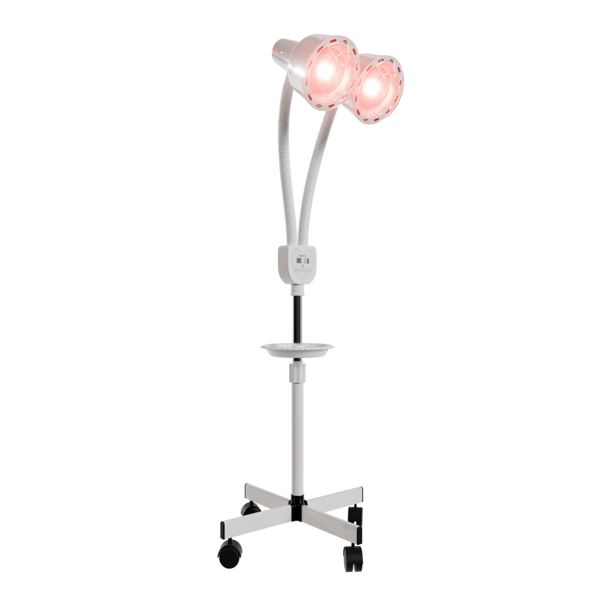 Resty 550W double-head infrared heat lamp with both heads switched on